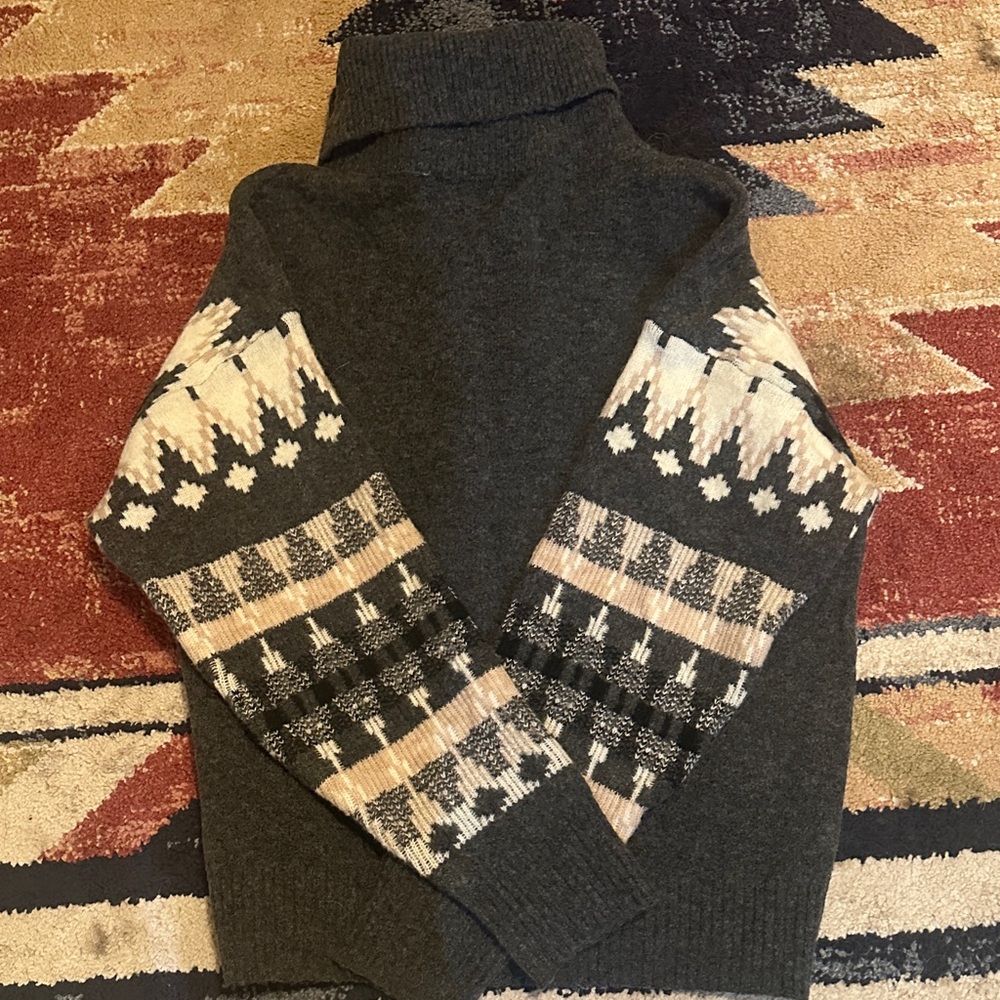 Frye Gray and Cream Argyle Zip-Up Sweater - Picture 4 of 4
